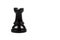 Black rook chess piece, figure isolated on white, object cut out, closeup. Simple small shiny game piece, castle tower