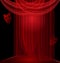 black room with red drape