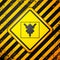 Black Rorschach test icon isolated on yellow background. Psycho diagnostic inkblot test Rorschach. Warning sign. Vector