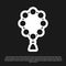 Black Rosary beads religion icon isolated on black background. Vector Illustration