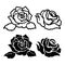 Black rose silhouette. Isolated floral stencil. Outline vinyl decal. Flower tattoo drawing. Contour icon