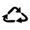 Black rotating arrows in the triangle. Recycle environment