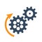 Black rotating cogwheels icon. Flat design vector element.