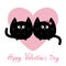 Black round Cat couple family icon. Pink heart. Cute funny cartoon character. Happy Valentines day Greeting card. Kitty Whisker