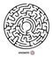 Black round maze. Puzzle game, vector labyrinth illustration.