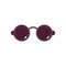 Black rounded sunglasses vector illustration - summer eye protection accessory with dark circle lenses.