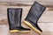 Black rubber boot galoshes