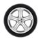 Black rubber car wheel, tyre, tire with star disk