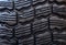 Black rubber tire texture pattern wheel close-up