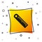 Black Ruler icon isolated on white background. Straightedge symbol. Yellow square button. Vector