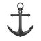 Black rusty anchor on white background