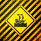 Black Sailboat or sailing ship icon isolated on yellow background. Sail boat marine cruise travel. Warning sign. Vector