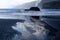 black sand beach of Madeira view on mountains