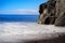 Black sand beach Praia Formosa on Portuguese island of Madeira