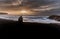 Black Sand Beach Reynisfjara in Iceland. Windy Morning. Ocean Waves. Sunrise.