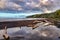 Black sand, Tahiti island, French polynesia, close to Bora-Bora