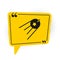 Black Satellite icon isolated on white background. Yellow speech bubble symbol. Vector