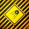 Black Satellite icon isolated on yellow background. Warning sign. Vector