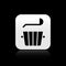 Black Sauna bucket and ladle icon isolated on black background. Silver square button. Vector