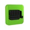 Black Sauna bucket and ladle icon isolated on transparent background. Green square button.