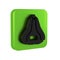 Black Sauna hat icon isolated on transparent background. Green square button.