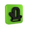 Black Sauna mitten icon isolated on transparent background. Mitten for spa. Green square button.