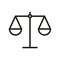 Black scale of justice icon. Symbol of law, balance. Vector illustration. EPS 10.