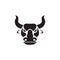 Black scare head cow or buffalo logo design, vector graphic symbol icon illustration creative idea