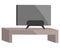 Black screen technology, electronic devce on stand. Wooden shelf for tv, interior design element