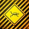 Black Scuba diver icon isolated on yellow background. Warning sign. Vector