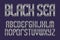 Black Sea alphabet. Gaming stylized monochrome font. Isolated english alphabet