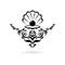 Black Sea Pearl in open shell, floral ornament icon or logo