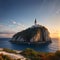 Black sea scenery near the Swallow nest in Crimea, Ukraine made with Generative AI