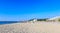 The Black Sea shore, blue clear water, beach with sand, Albena, Bulgaria