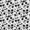 Black seamless floral pattern with rose buds on white. Vector illustration.