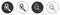 Black Search location icon isolated on white background. Magnifying glass with pointer sign. Circle button. Vector