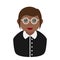 Black Secretary Woman Flat Icon on White