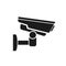 Black security camera icon. Surveillance camera. Security equipment and security guard - vector