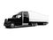 Black semi truck on white background