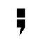 Black semicolon isolated on white. Flat punctuation icon. Vector illustration. quotation logo