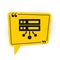 Black Server, Data, Web Hosting icon isolated on white background. Yellow speech bubble symbol. Vector