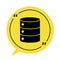 Black Server, Data, Web Hosting icon isolated on white background. Yellow speech bubble symbol. Vector Illustration