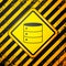 Black Server, Data, Web Hosting icon isolated on yellow background. Warning sign. Vector