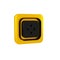 Black Sewing button for clothes icon isolated on transparent background. Clothing button. Yellow square button.