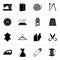 Black sewing equipment and objects icons