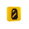 Black Sewing thread on spool icon isolated on transparent background. Yarn spool. Thread bobbin. Yellow square button.