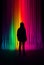 a black shadow person stands in front of colorful light generative AI