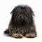 Black shaggy dog breed Puli portrait close-up, isolated on white,