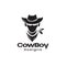 Black shape portrait cowboy with hat and bandana logo design vector graphic symbol icon sign illustration creative idea