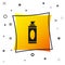 Black Shaving gel foam icon isolated on white background. Shaving cream. Yellow square button. Vector Illustration